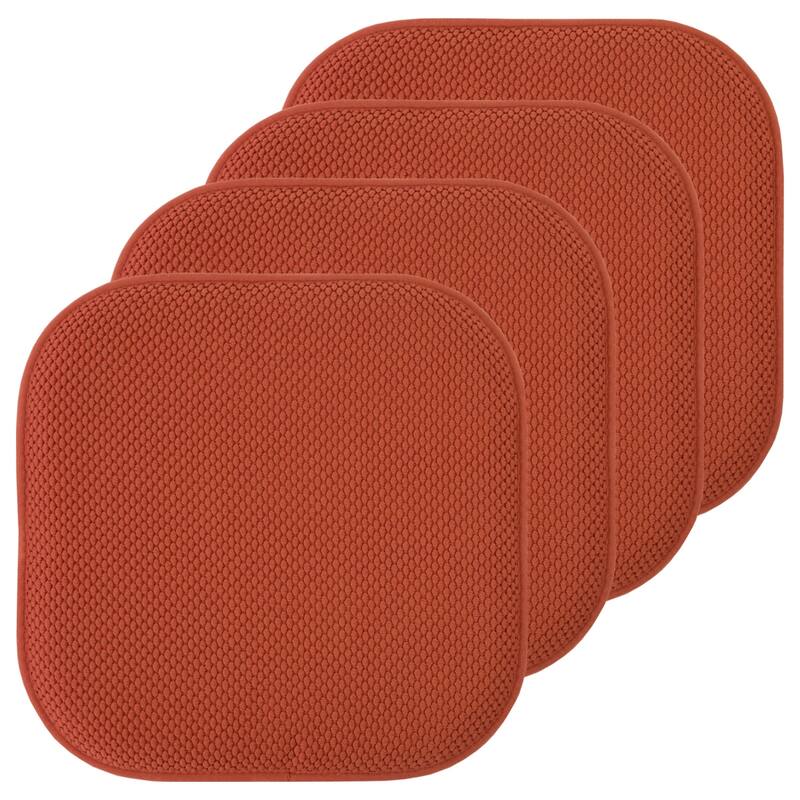 16-in. Square Non-slip Memory Foam Seat Cushions (2 OR 4) - 16 X 16 - Set of 4 - Rust