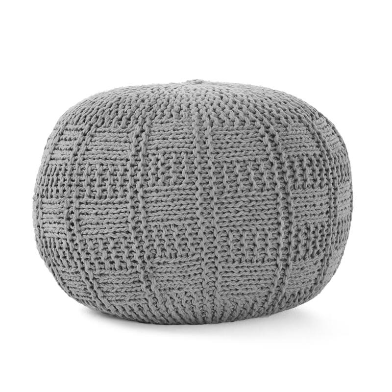 Charming Knitted Cotton Pouf for Stylish Home Decor and Comfort