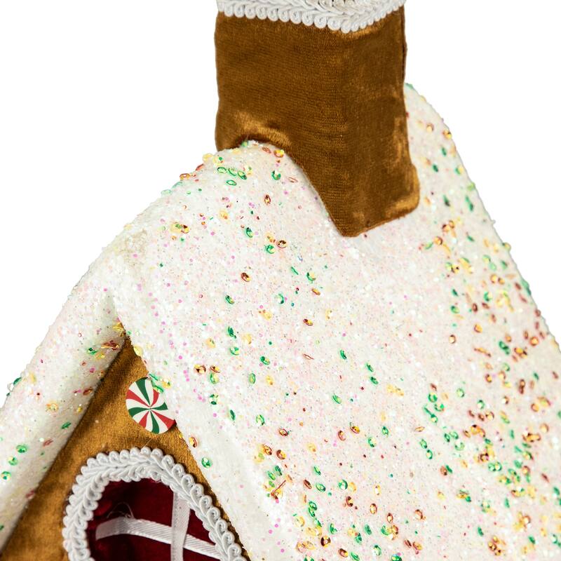 Gingerbread Glitter Candy House Christmas Decoration - 13"