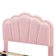 preview thumbnail 51 of 53, Twin/Full Size Upholstered Bed Frame, Flower-Shape Headboard with LED Light Strip, Sherpa Fabric Platform Bed