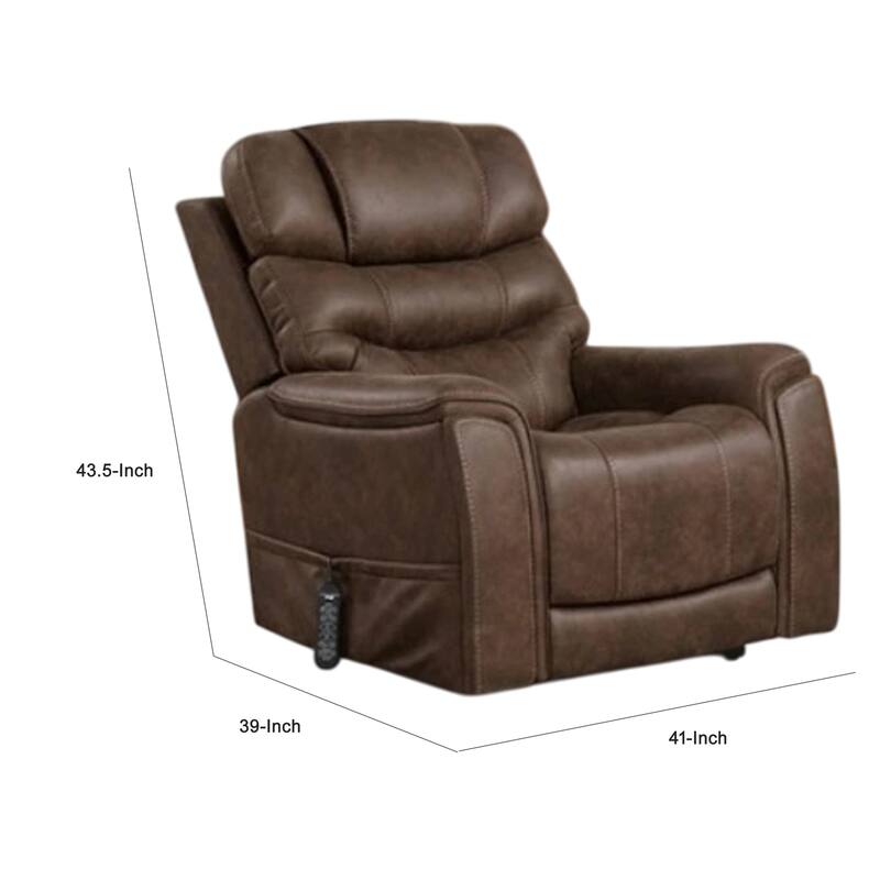 Lift Chair, Brown Fabric, Air Massage, Power Headrest, USB Charging
