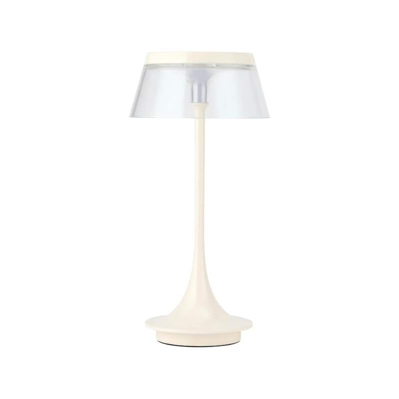 HomeRoots 11" White Geometric Modern Industrial Battery Operated Desk Lamp - 5.00 in. x 10.50 in. x 5.00 in.