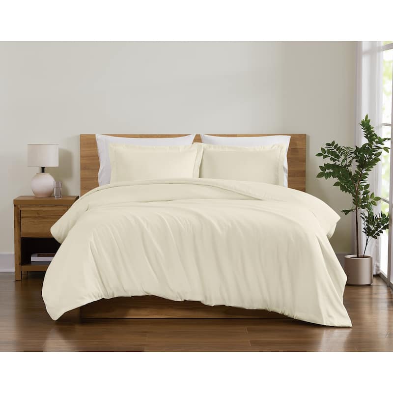 Truly Soft Everyday Solid 3 Piece Duvet Cover Set - Full - Queen - Vanilla