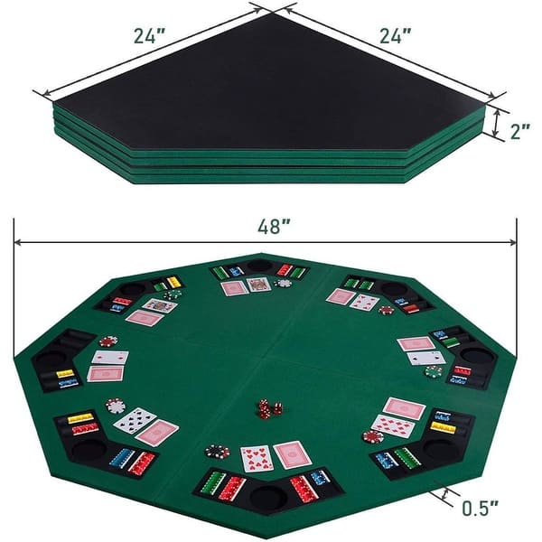 Folding 48inch Octagon 8 Player Poker Table Top with Carry Case 48