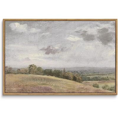 Framed Canvas Wall Art Vintage Decor, WildField Landscape Painting