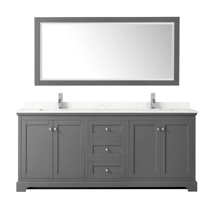 Avery 80-inch Double Vanity, Quartz Top, 70-inch Mirror