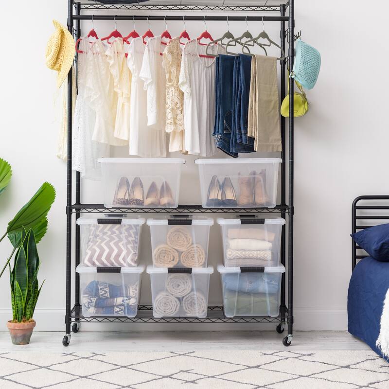 IRIS USA® Buckled Clear Box 32 Qt Buckle Lid - Clear - Set of 4