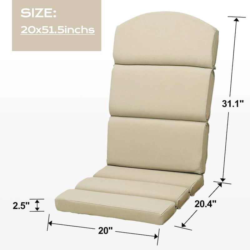 Aoodor Patio Chair Cushion Set of 2 - High-Back Adirondack Patio Cushions with Ties