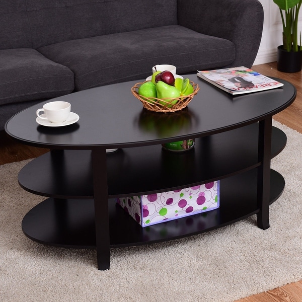 Shop Costway 3-Tier Oval Coffee Table Display Shelf Living ...