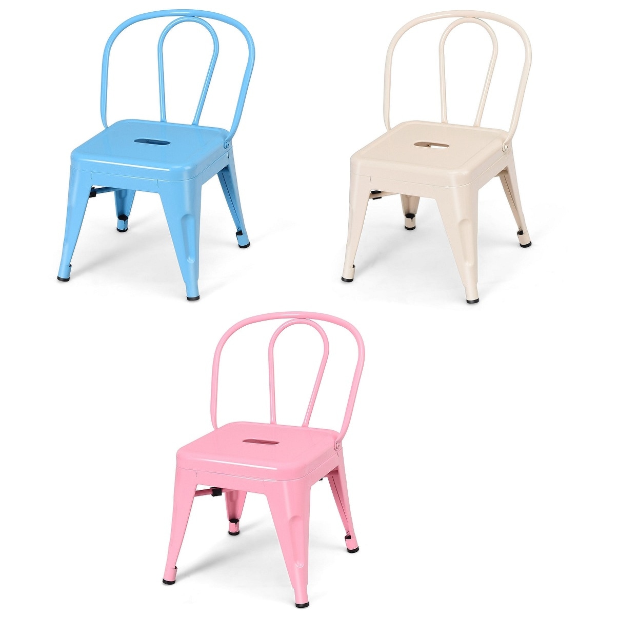 Costway Kids Stool Metal Chair Stackable Toddler Children Lightweight BlueWhitePink