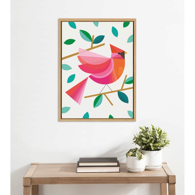 Kate and Laurel Sylvie Cardinal Bird Framed Canvas by Carey Copeland