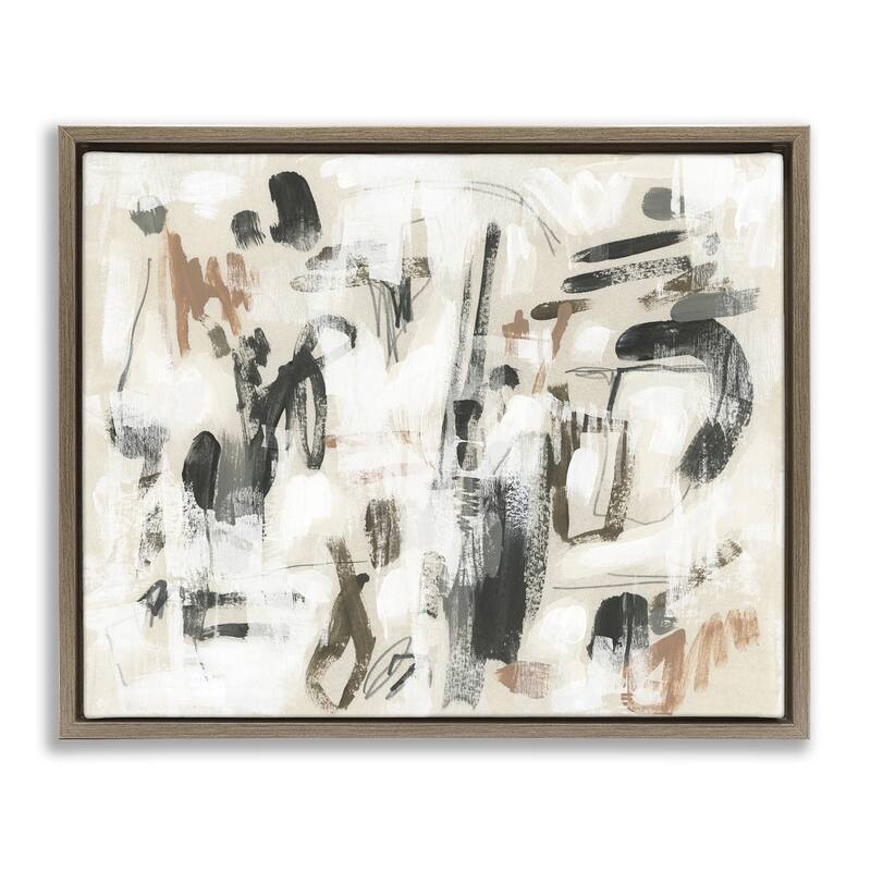 Stupell Chaotic Earthy Strokes Framed Floater Canvas Wall Art Design By June Erica Vess - 31 x 25 - Brown