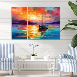 Designart "Colorful Harbor Serenity III" Coastal Wall Art Living Room ...