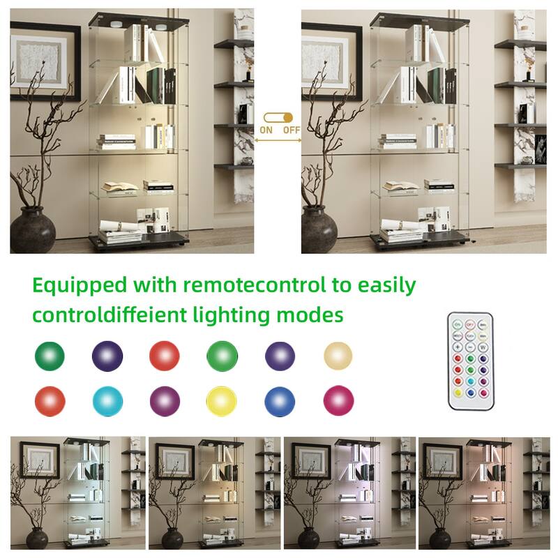 Tempered glass display cabinet with paipai lights,with locks, with adjustable feet,suitable for uneven,living room