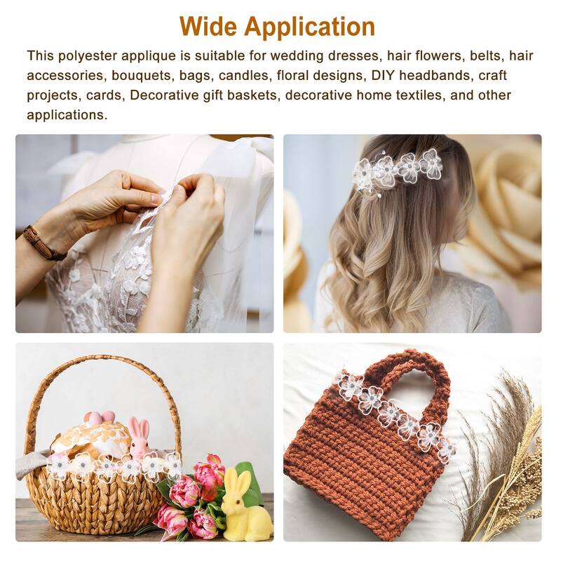 Flower Lace Trim Ribbon, Embroidered Polyester Applique