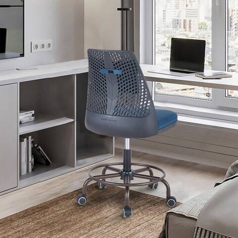 Metal Frame Fabric Cushion Office Chair Teen Desk Chair with Foot Rest