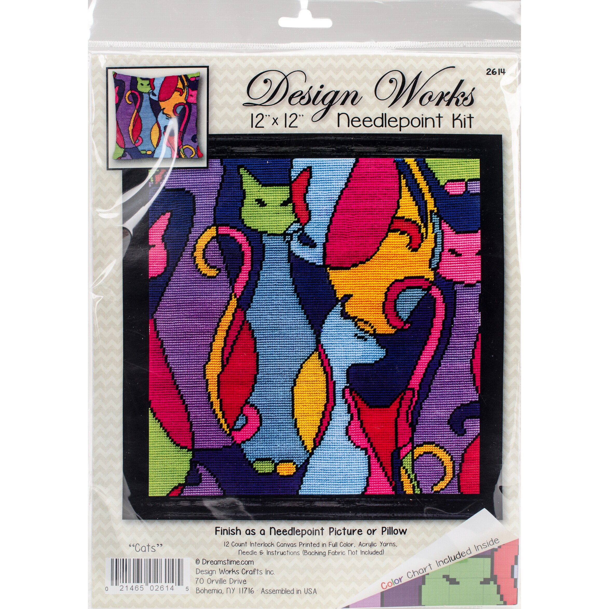 Shop Colorful Cat Needlepoint Kit 12 X12 Stitched In Yarn