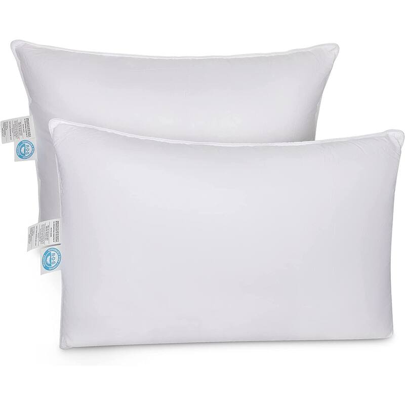 White Goose Down Pillows 550 Fill Power Cotton Shell - Firm - King - Set of 2