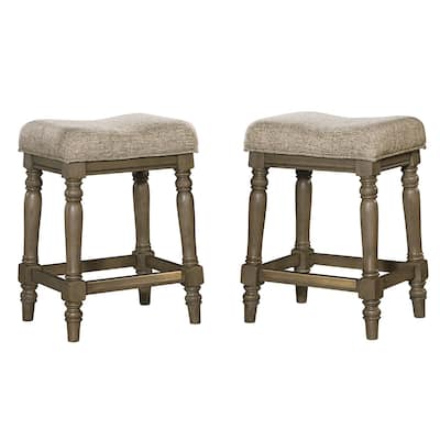 Copper Grove Palestina Roasted Oak Backless Stools (Set of 2)