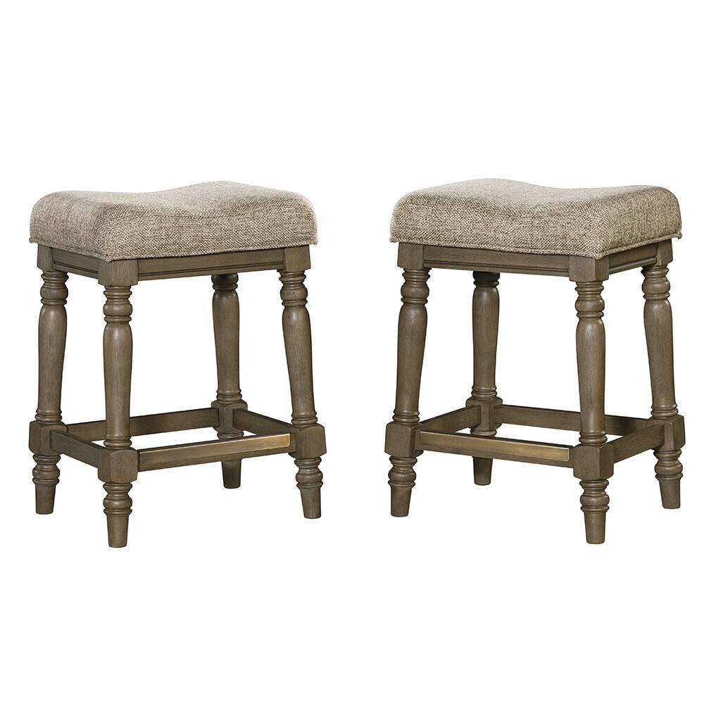 Copper Grove Palestina Roasted Oak Backless Stools (Set of 2)