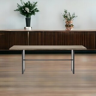 84" Brown Solid Wood Sled Base Dining Table - Bed Bath & Beyond - 41339389