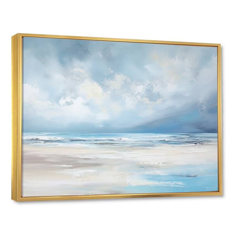 Designart "Coastal Beach Minimal Scenery " Coastal Ocean Framed Wall Art Living Room