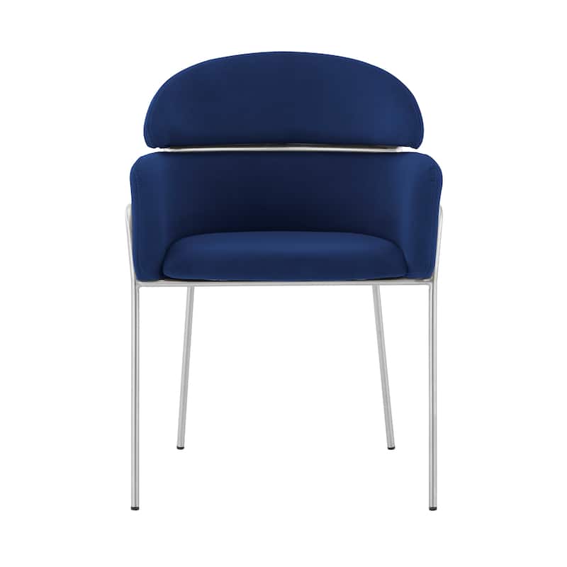 Portia Grey or Blue Velvet and Brushed Stainless Steel Dining Chairs - Set of 2