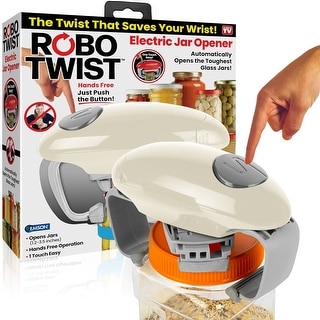 Robo Twist Electric Jar Opener Automatic Hands-Free Kitchen Gadget, Cream