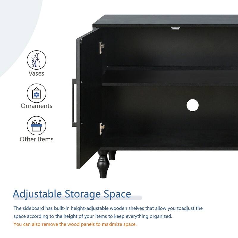 63 in Carved Flower Door Large Storage Cabinet