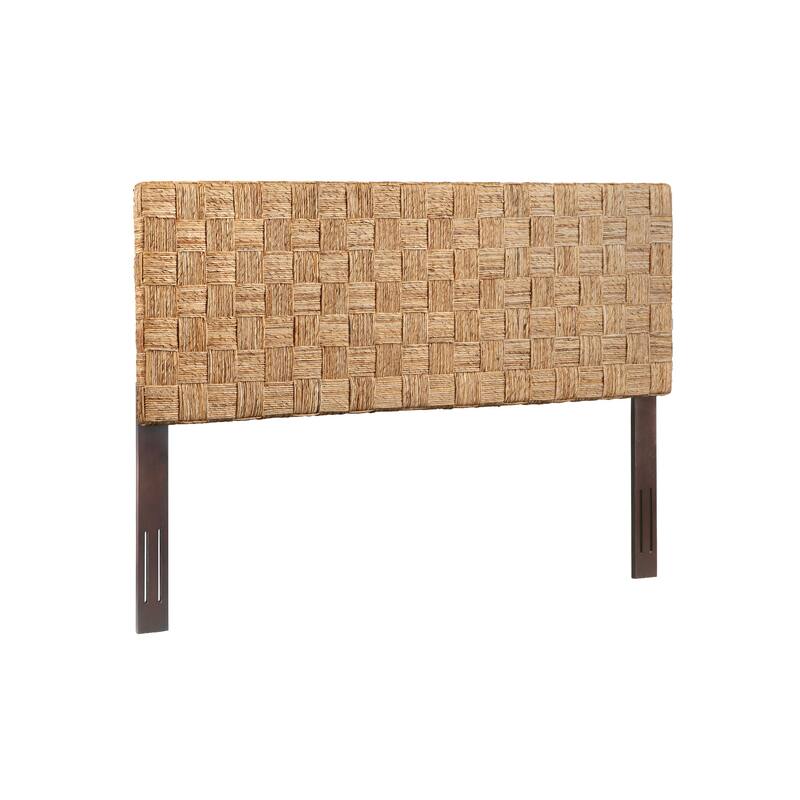 Woven Rattan Adjustable-Height Headboard with Solid Mahogany Frame