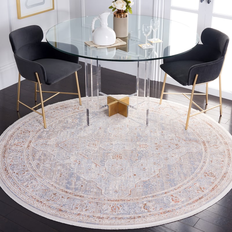 SAFAVIEH Marmara Lola Oriental Medallion Rug - 6'7" Round - Beige/Blue Rust