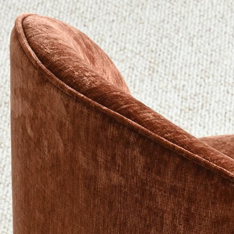 Chenille Rolling Upholstered Dining Chair with Wheels (Set of 4)