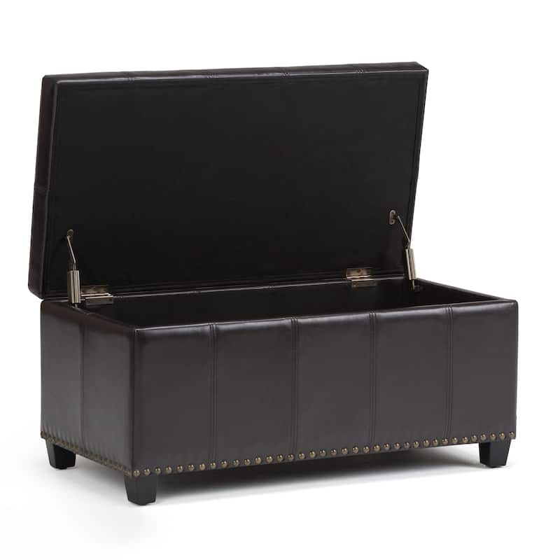 WYNDENHALL Megan 34 inch Wide Transitional Rectangle Storage Ottoman