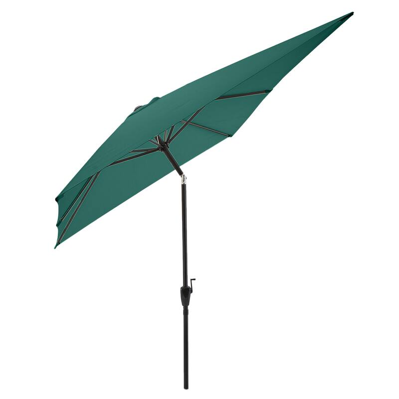 Rectangular Patio Umbrella - 10 Ft Easy Crank Sun Shade with Push Button Tilt by Pure Garden (Hunter Green)