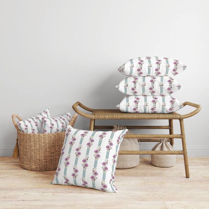 Floral Luminosity Faux Suede Reversible Throw Pillow White and Pink