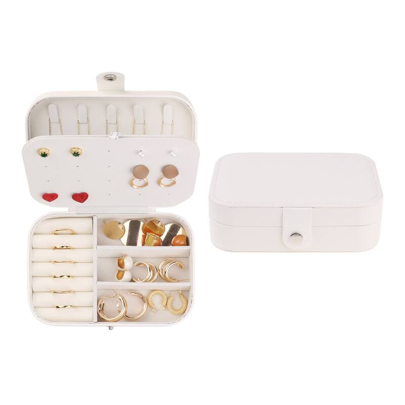Travel Jewelry Box, Small Portable PU Leather Jewelry Organizer Case Storage Display Holder - 16x11x5cm