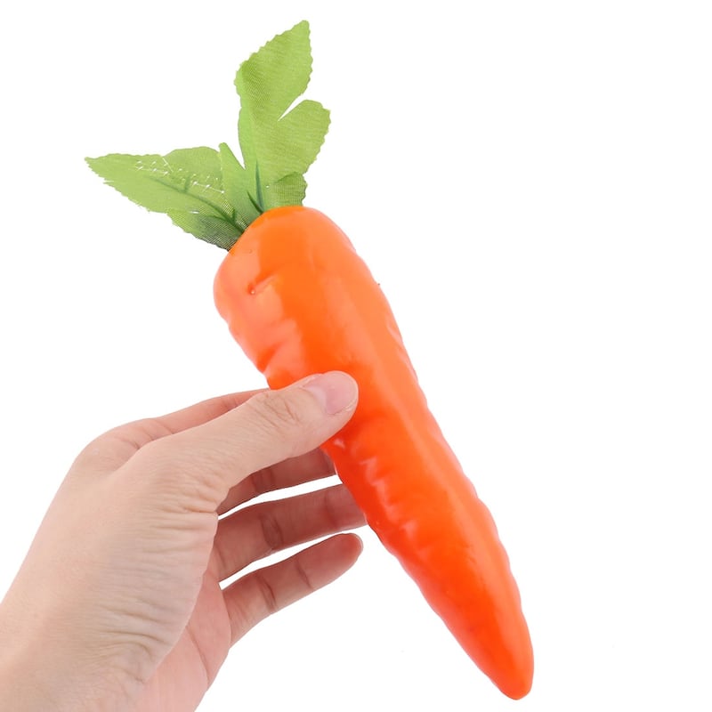 Kitchen Dining Table Decor Artificial Carrot Design Vegetable Mold 3pcs - Orange,Green - 8.3" x 1.8" x 1.2"(L*W*T)