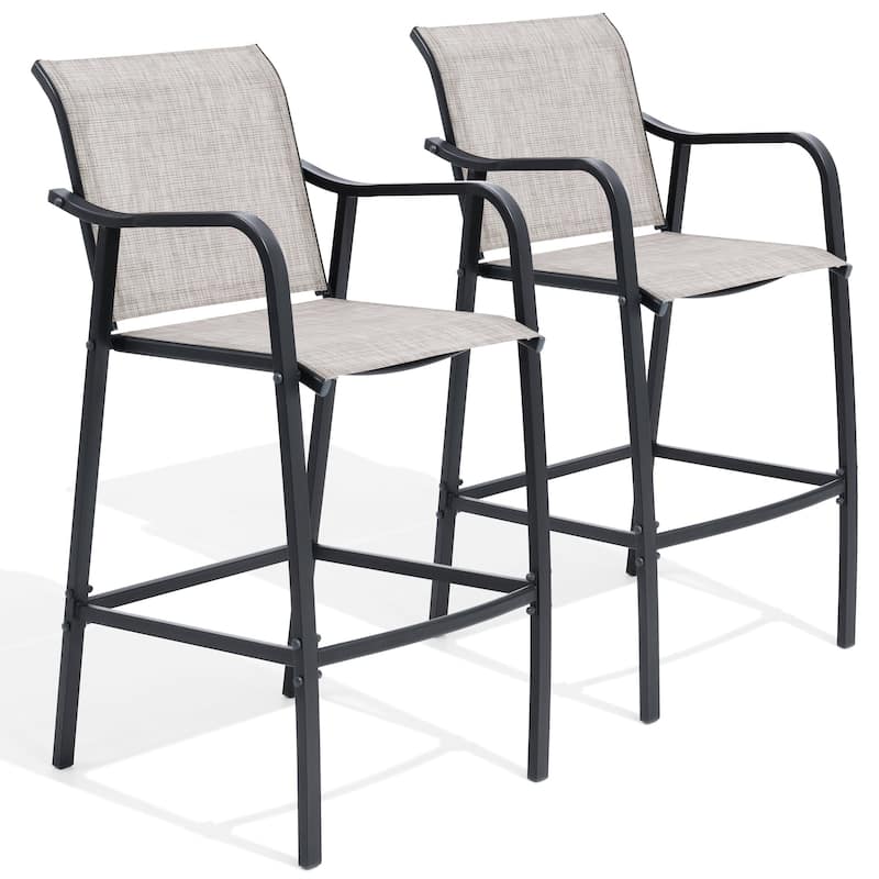 Outdoor Bar Height Barstools Outdoor Bar Stools Patio Bar Chairs - Grey&Brown - 2PC