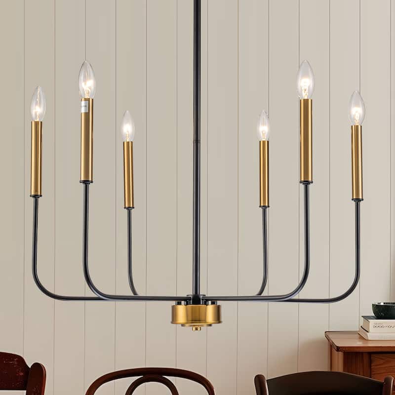 Starsky 6-Light Candle-Style Mid-Century Modern Farmhouse Traditional Classic Candle-Style Chandelier