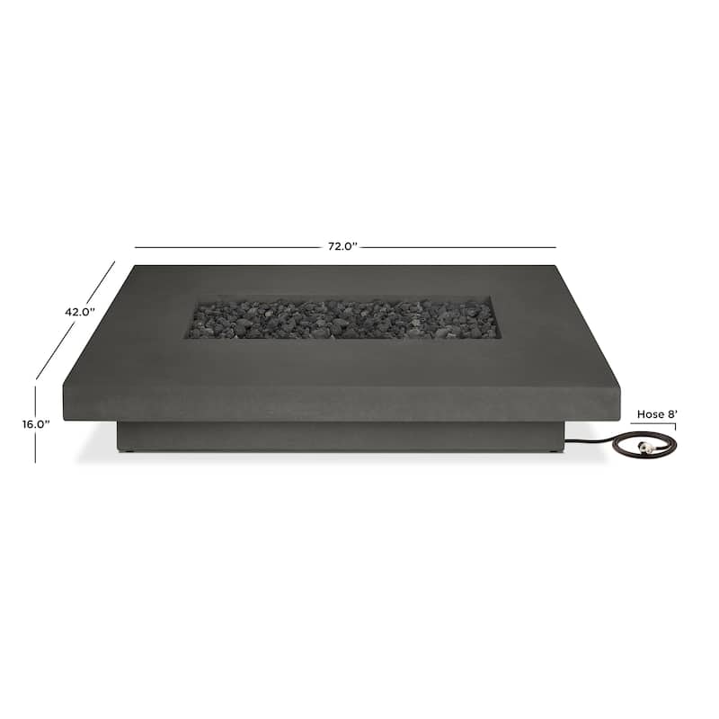 Lindon 72" Rectangle Propane Fire Table in Carbon - 72"L x 42W x 14H
