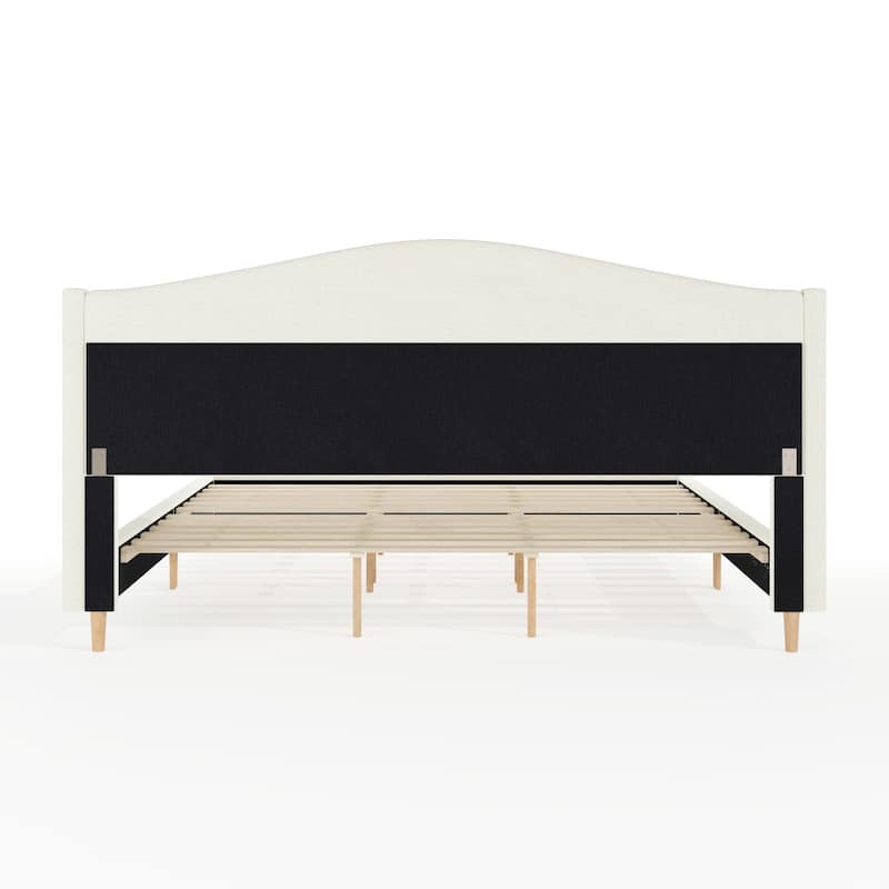 Martha Stewart Upholstered Platform Bed with Curved Headboard