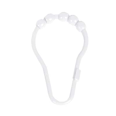 Kenney Plastic Beaded Roller Ball Shower Curtain Rings, Set of 12 - White