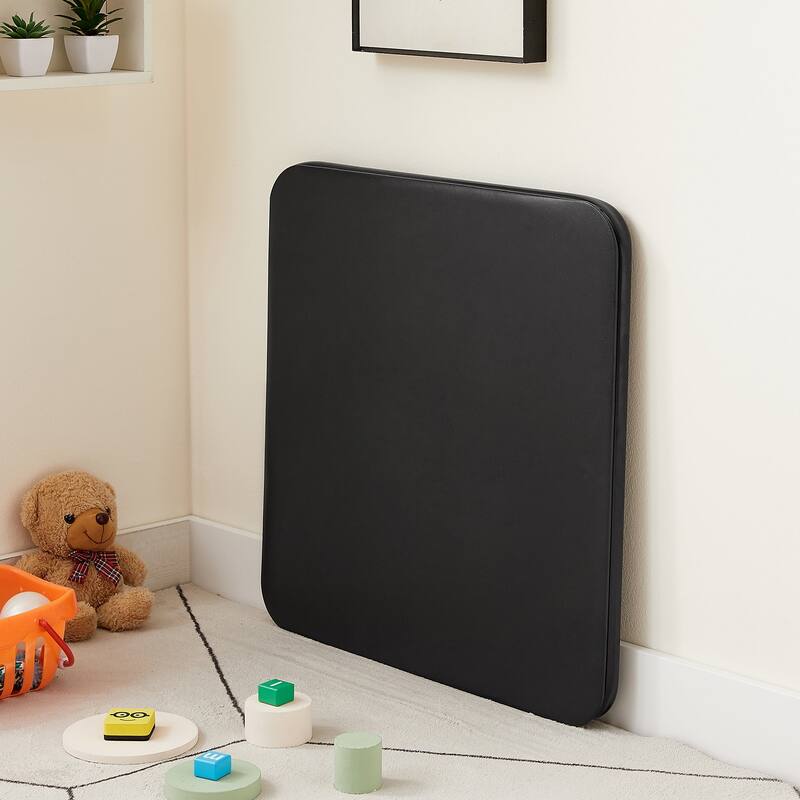 Kids Folding Card Table, Foldable and Portable, with Ultra Soft PU Padded Cushion, Black