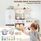 preview thumbnail 7 of 5, Wooden Play Kitchen with Toy Double-Door Refrigerator & Cooking Set Accessories