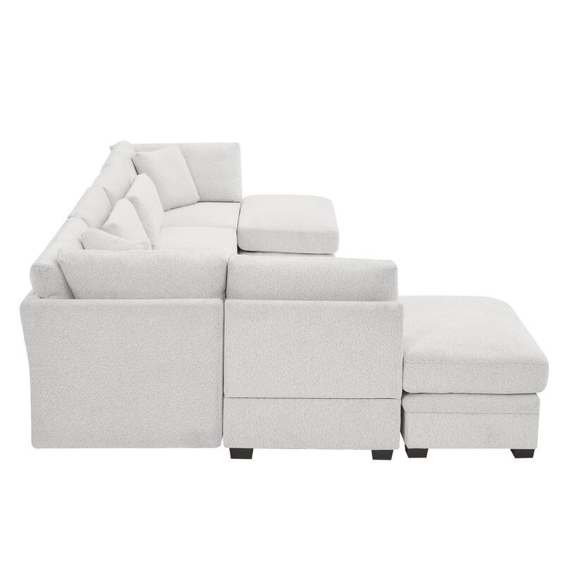 Christopher Knight Home - Modular Comfort Reversible Fabric Sectional Sofa with Ottoman, Beige (7-Piece Set)