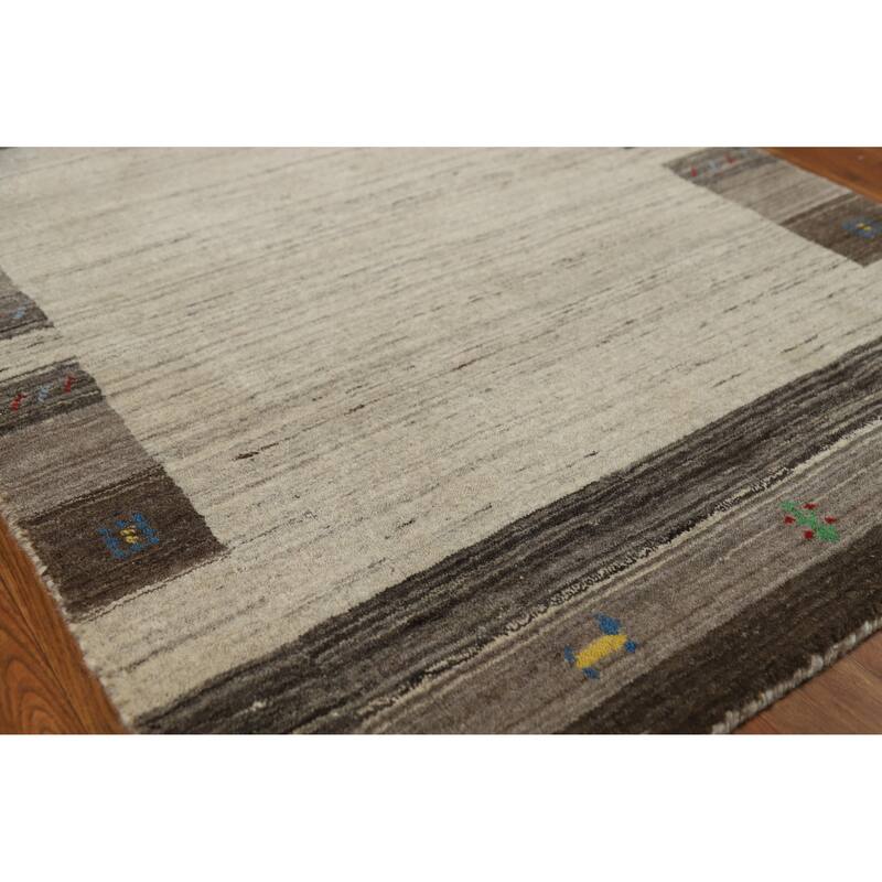Gabbeh Indian Rug Handmade Tribal Beige Foyer Wool Carpet - 3'1" x 3'11" - 3'1" x 3'11" - Ivory/Beige