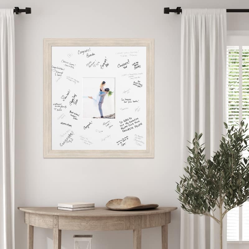 Hardwood Signature Mat Picture Frame - Autograph Photo Frame Guest Book Alternative for Weddings, Graduations, or Retirement