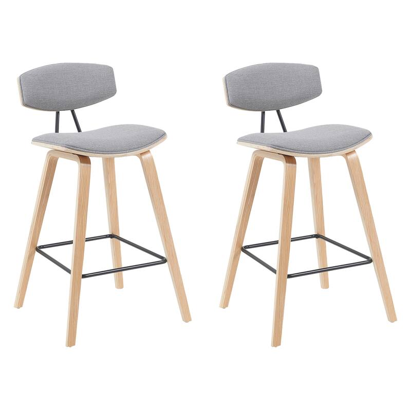 Fox Mid-Century Bar Stool, Upholstered Counter Height Chair with Bentwood Legs