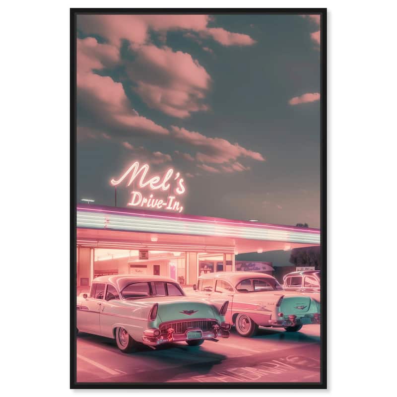 Drive In Stop Canvas by Art Remedy - Black - 30" x 45"