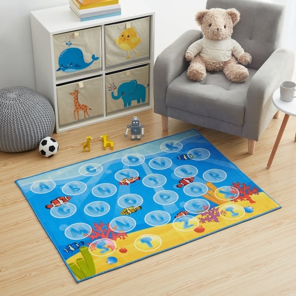 Hopscotch Alphabet Sea Educational Indoor Playmat Rug - 36 x 48